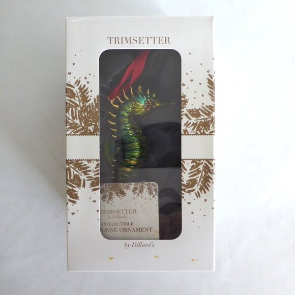 NEW 4.5” CLOISONNE GOLD METAL ENAMEL JOINTED SEAHORSE CHRISTMAS ORNAMENT - Picture 2 of 14